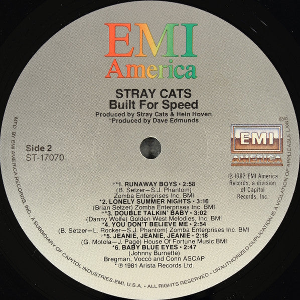 Stray Cats - Built For Speed - LP