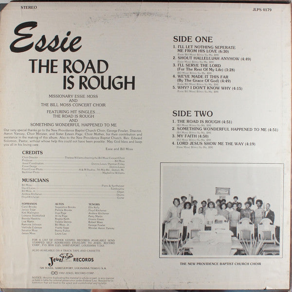 Essie Moss With The Bill Moss Concert Choir - Essie: The Road Is Rough - LP