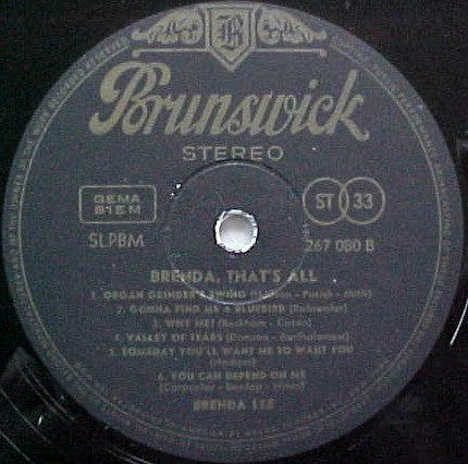 Brenda Lee - Brenda, That's All - LP