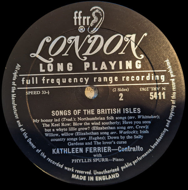 Kathleen Ferrier Accompanied By Phyllis Spurr - Folk Songs: Northumbrian, Elizabethan, And Irish Folk Songs - LP