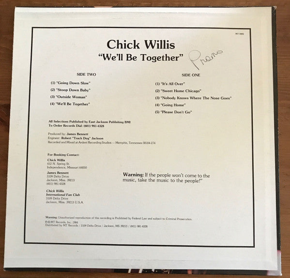 Chick Willis - We'll Be Together - LP