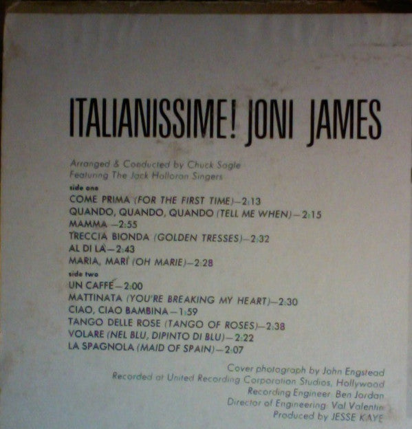 Joni James - Italianissime! - LP