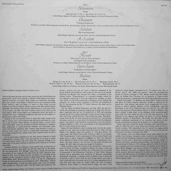 Judith Blegen, Frederica von Stade - Arias and Duets - LP