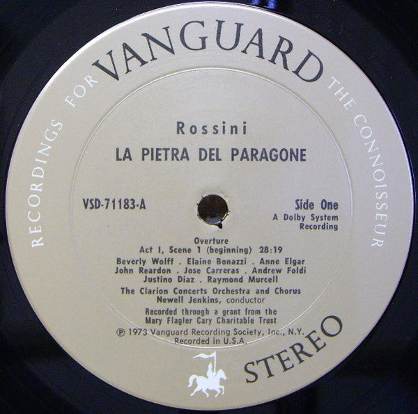 Rossini*, Elaine Bonazzi, José Carreras, Justino Diaz, Anne Elgar, Andrew Foldi, Raymond Murcell, John Reardon , Beverly Wolff, The Clarion Concerts Orchestra And Chorus, Newell Jenkins - La Pietra Del Paragone - LP