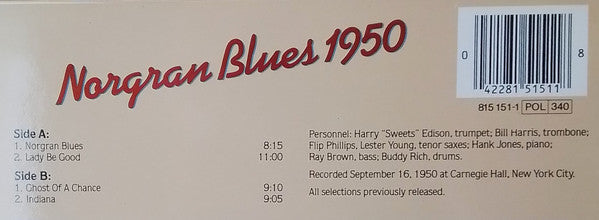 Flip Phillips - Lester Young - Buddy Rich - Jazz At The Philharmonic - Norgran Blues 1950 - LP