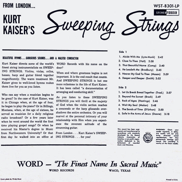 Kurt Kaiser - From London… Kurt Kaiser's Sweeping Strings - LP