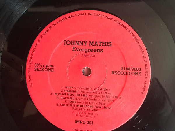 Johnny Mathis - Evergreens - LP