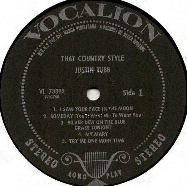 Justin Tubb - That Country Style - LP