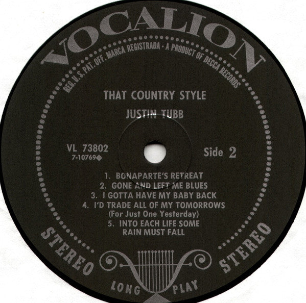 Justin Tubb - That Country Style - LP