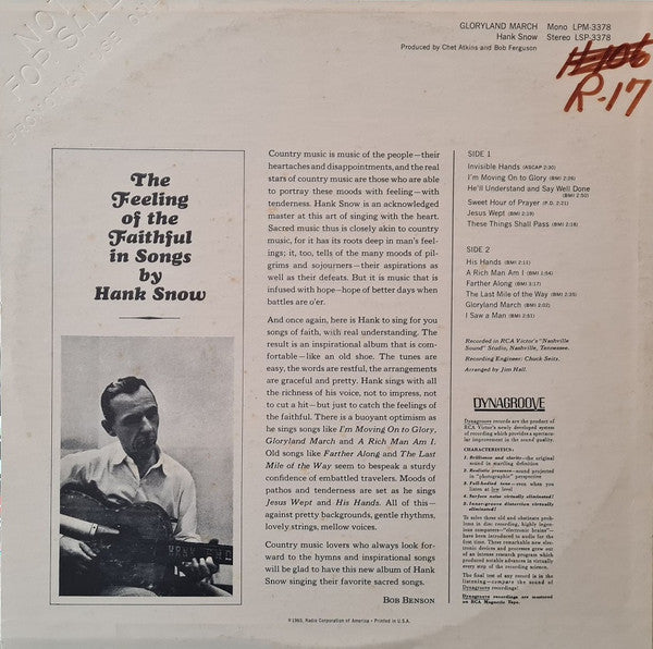 Hank Snow - Gloryland March - LP