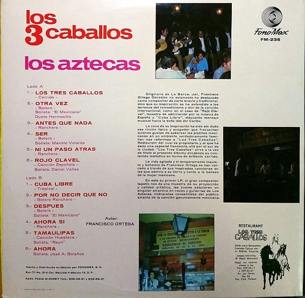 Los Aztecas - Los 3 Caballos - LP