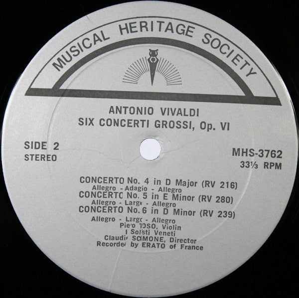 Antonio Vivaldi, Piero Toso, I Solisti Veneti, Claudio Scimone - Six Concerti Grossi, Op. VI - LP