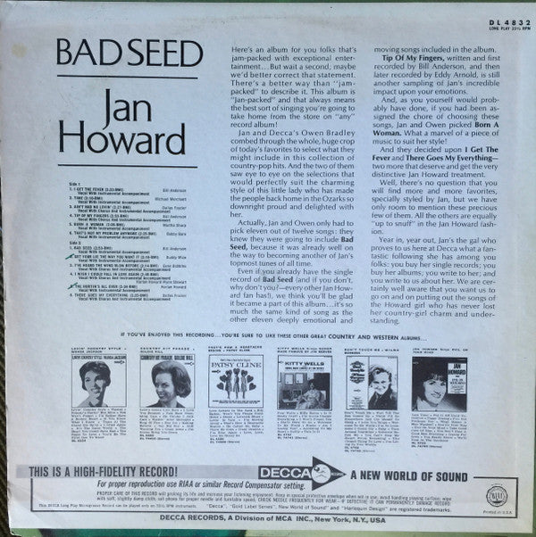 Jan Howard - Bad Seed - LP