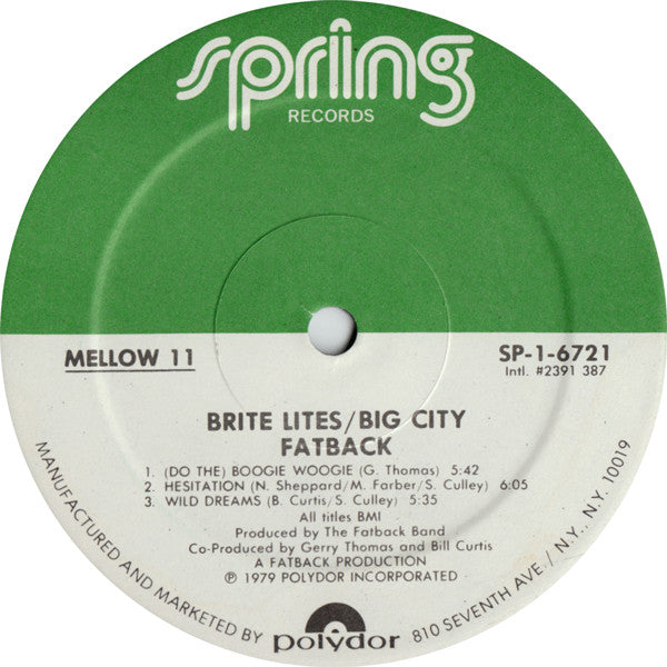 Fatback* - Brite Lites, Big City - LP