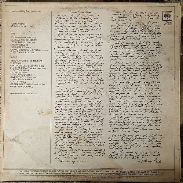 Johnny Cash - At Folsom Prison - LP