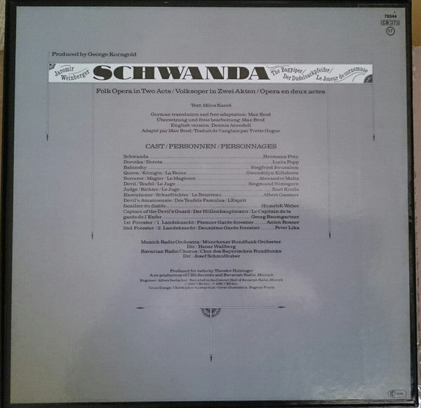 Jaromír Weinberger* - Lucia Popp, Siegfried Jerusalem, Hermann Prey, Gwendolyn Killebrew, Siegmund Nimsgern, Heinz Wallberg, Münchner Rundfunk Orchester* - Schwanda - The Bagpiper / Der Dudelsackpfeifer / Le Joueur De Cornemuse - LP