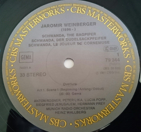 Jaromír Weinberger* - Lucia Popp, Siegfried Jerusalem, Hermann Prey, Gwendolyn Killebrew, Siegmund Nimsgern, Heinz Wallberg, Münchner Rundfunk Orchester* - Schwanda - The Bagpiper / Der Dudelsackpfeifer / Le Joueur De Cornemuse - LP