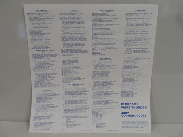 Judy Gorman-Jacobs - If Dreams Were Thunder - LP