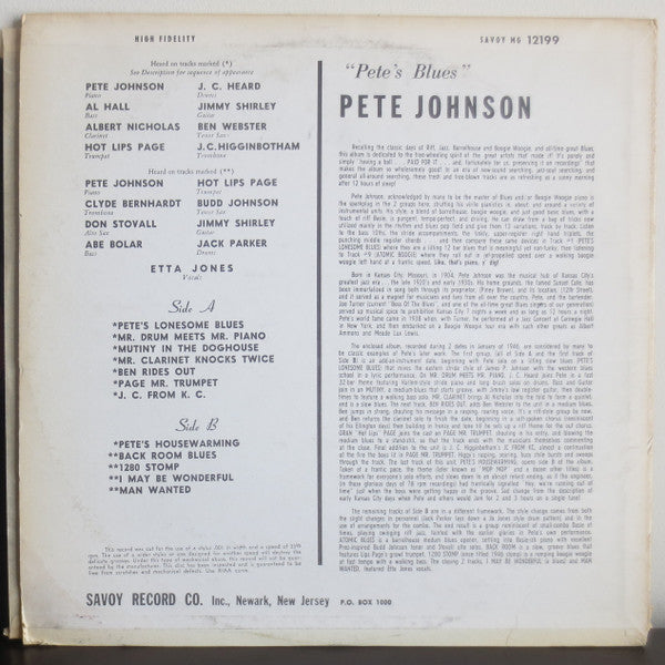 Pete Johnson - Pete's Blues - LP