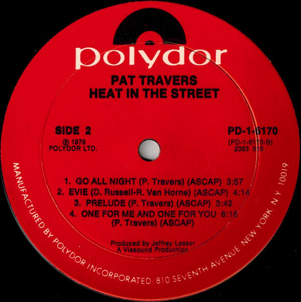 Pat Travers Band - Heat In The Street - LP