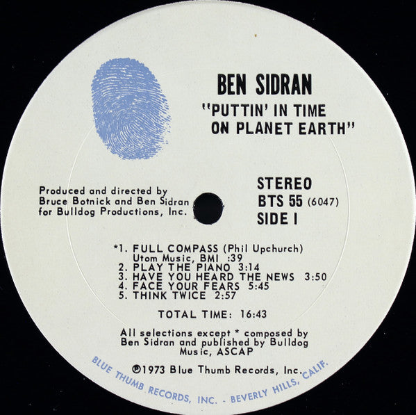 Ben Sidran - Puttin' In Time On Planet Earth - LP