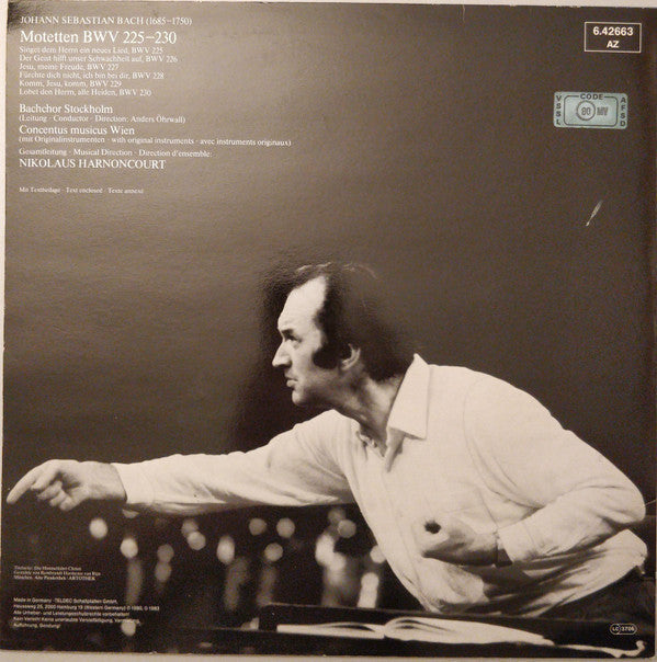 Johann Sebastian Bach, Stockholm Bach Choir, Concentus Musicus Wien, Nikolaus Harnoncourt - Die 6 Motetten BWV 225-230 = The 6 Motets = Les 6 Motets - LP