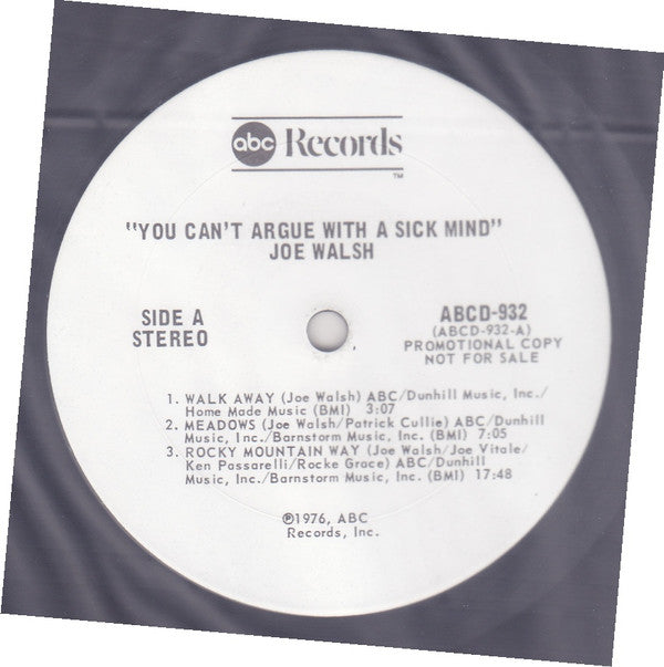 Joe Walsh - You Can't Argue With A Sick Mind - LP