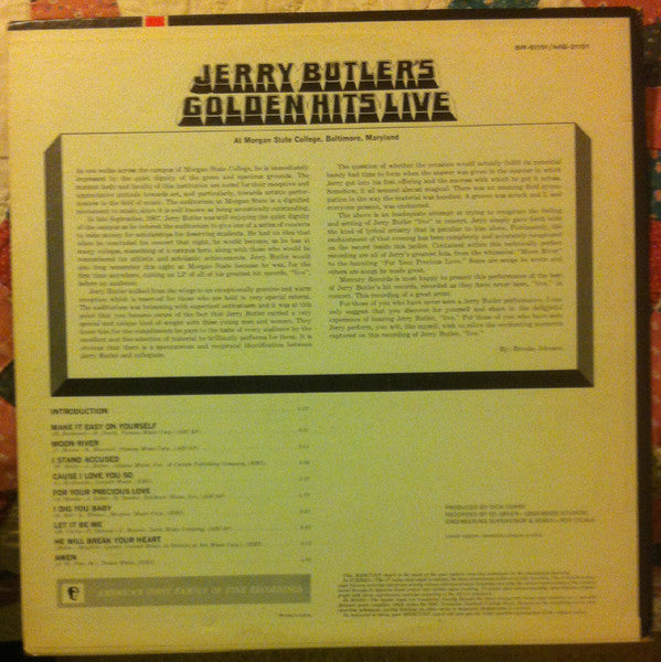 Jerry Butler - Jerry Butler's Golden Hits Live - LP