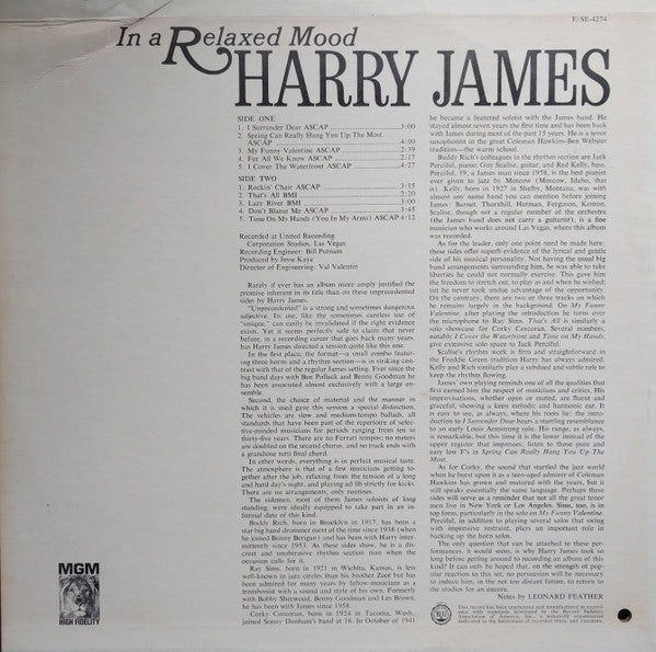 Harry James  - In A Relaxed Mood - LP