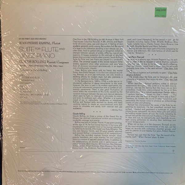 Jean-Pierre Rampal / Claude Bolling - Suite For Flute And Jazz Piano - LP