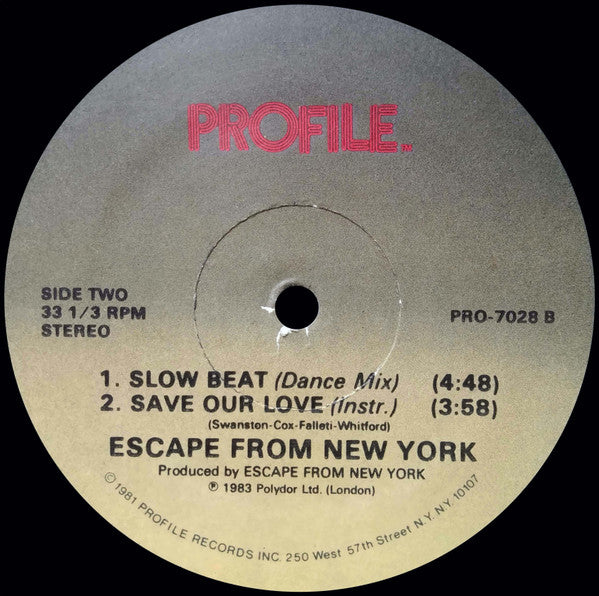 Escape From New York  - Save Our Love / Slow Beat - LP