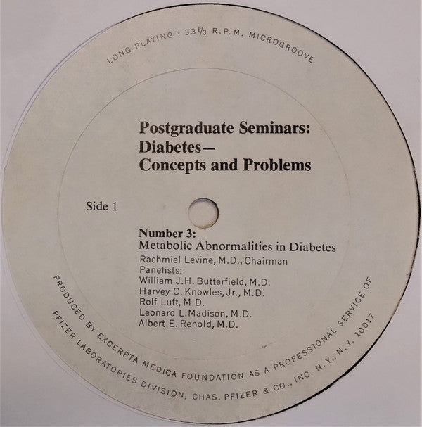 Rachmiel Levine, M.D., William Butterfield, M.D., Harvey Knowles, M.D., Rolf Luft, M.D., Leonard L. Madison, M.D., Albert E. Renold, M.D. - Metabolic Abnormalities In Diabetes - LP