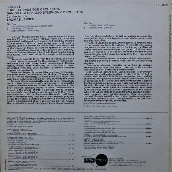 Sibelius*, Danish State Radio Symphony Orchestra*, Thomas Jensen - Four Legends For Orchestra - LP