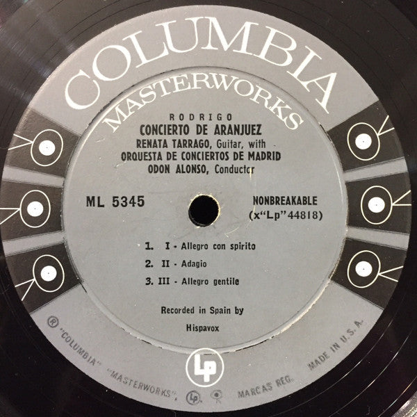 Rodrigo* - Renata Tarrago* - Concierto De Aranjuez For Guitar And Orchestra - LP