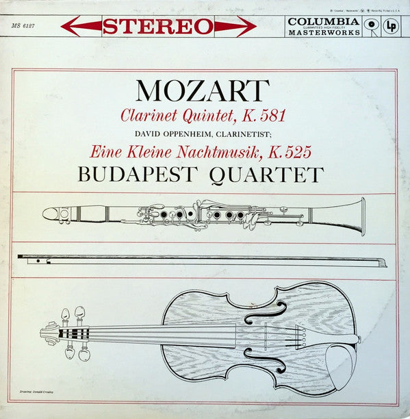 Budapest String Quartet - Mozart: Quintet For Clarinet And Strings In A Major/Eine Kleine Nachtmusik - LP