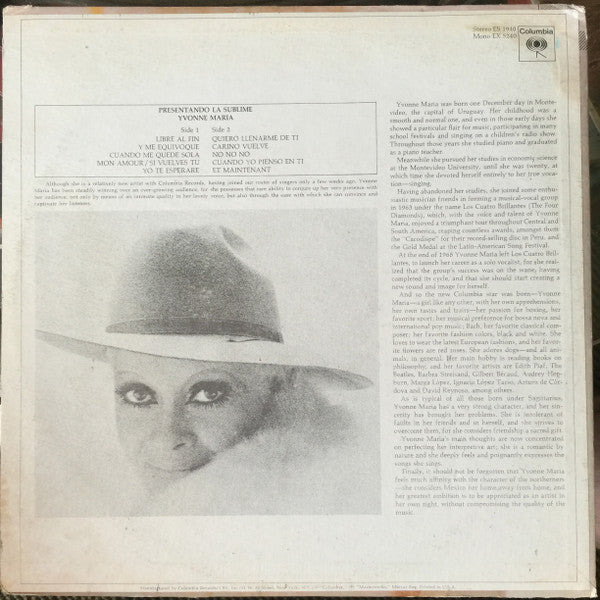 Yvonne Maria - Presentando La Sublime - LP
