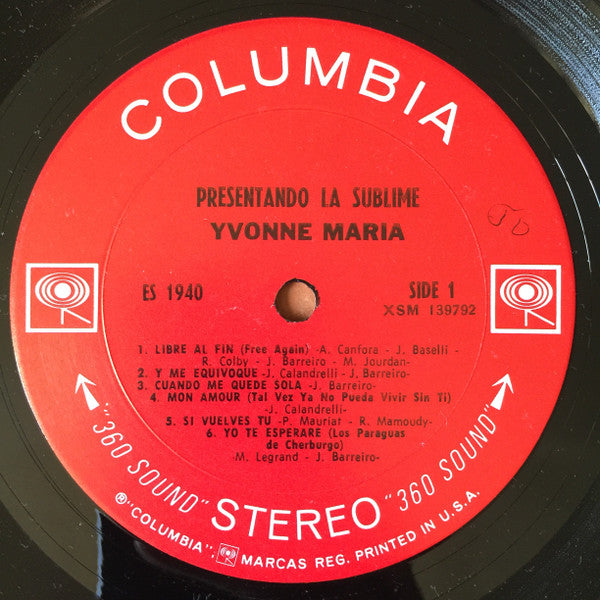 Yvonne Maria - Presentando La Sublime - LP