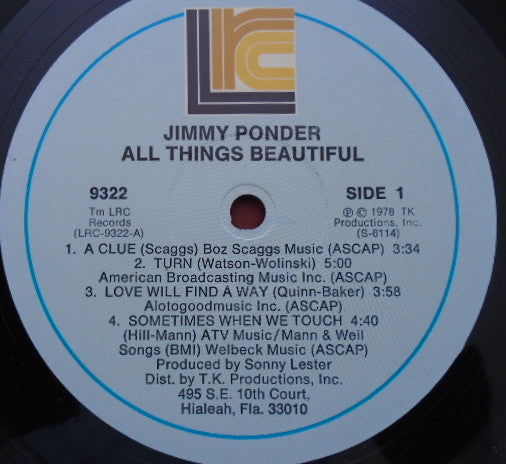 Jimmy Ponder - All Things Beautiful - LP