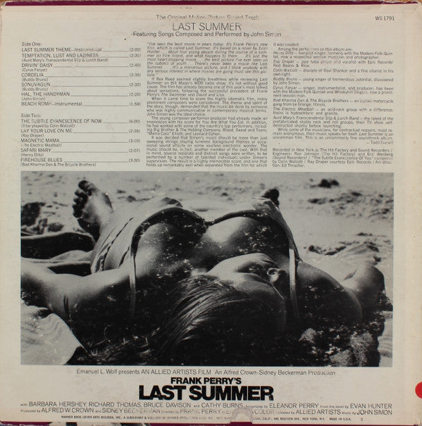 John Simon - Last Summer - The Original Motion Picture Soundtrack - LP