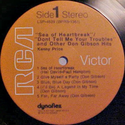 Kenny Price - "Sea Of Heartbreak" / "Don't Tell Me Your Troubles" And Other Don Gibson HIts - LP