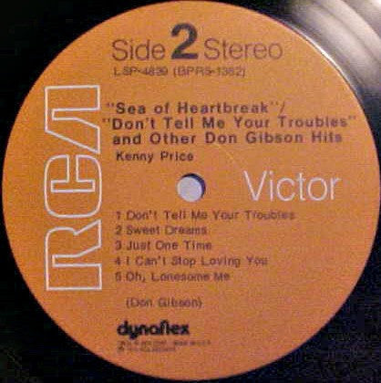 Kenny Price - "Sea Of Heartbreak" / "Don't Tell Me Your Troubles" And Other Don Gibson HIts - LP