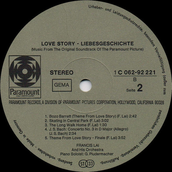 Francis Lai - Love Story - Music From The Original Soundtrack Of The Paramount Picture - LP