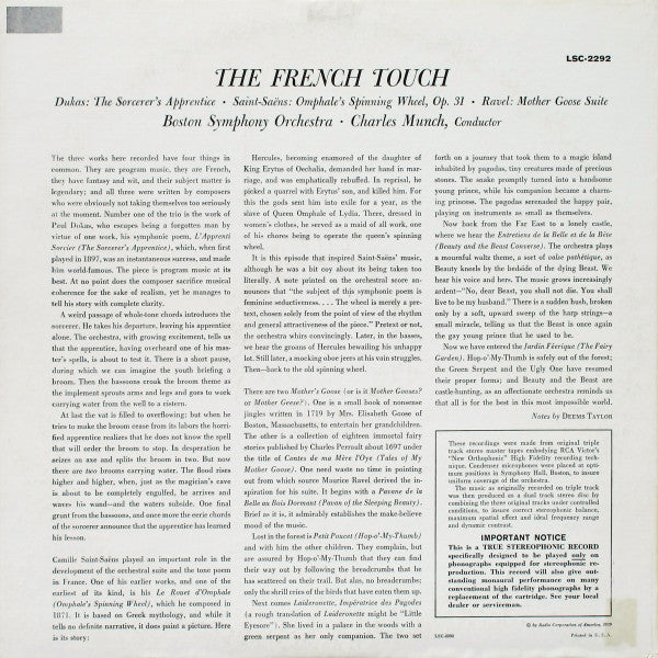 Boston Symphony Orchestra ... Charles Munch - The French Touch - LP
