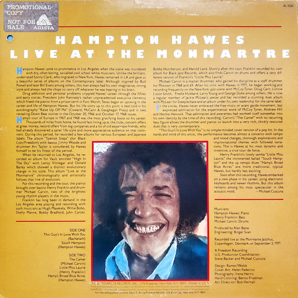 Hampton Hawes - Live At The Montmartre - LP