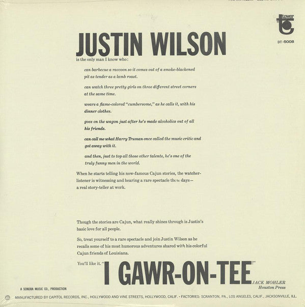 Justin Wilson - I Gawr-on-tee - LP