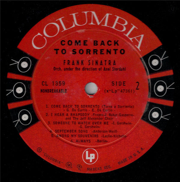 Frank Sinatra - Come Back To Sorrento - LP