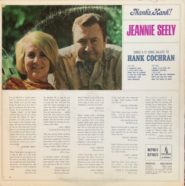 Jeannie Seely - Thanks, Hank! - LP