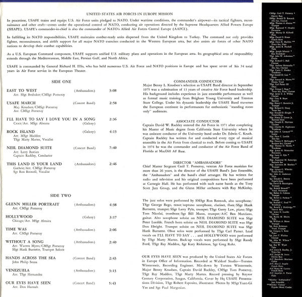 The United States Air Forces In Europe Band Conductor: Major Benny L. Knudsen - Our Eyes Have Seen - LP