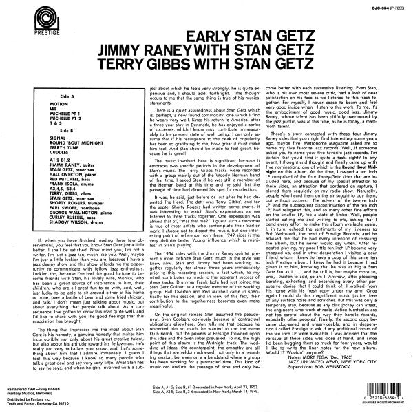 Stan Getz With Jimmy Raney & Terry Gibbs - Early Stan - LP