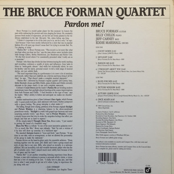 The Bruce Forman Quartet - Pardon Me! - LP
